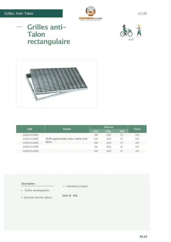 Grille caillebotis anti-talon A15 – Image 2