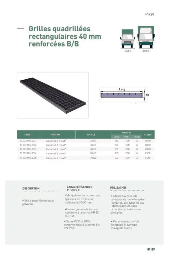 Grille caillebotis C250 & D400  h : 40mm – Image 2