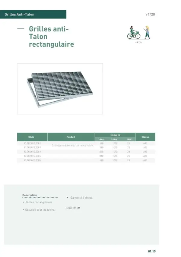 Grille caillebotis anti talon